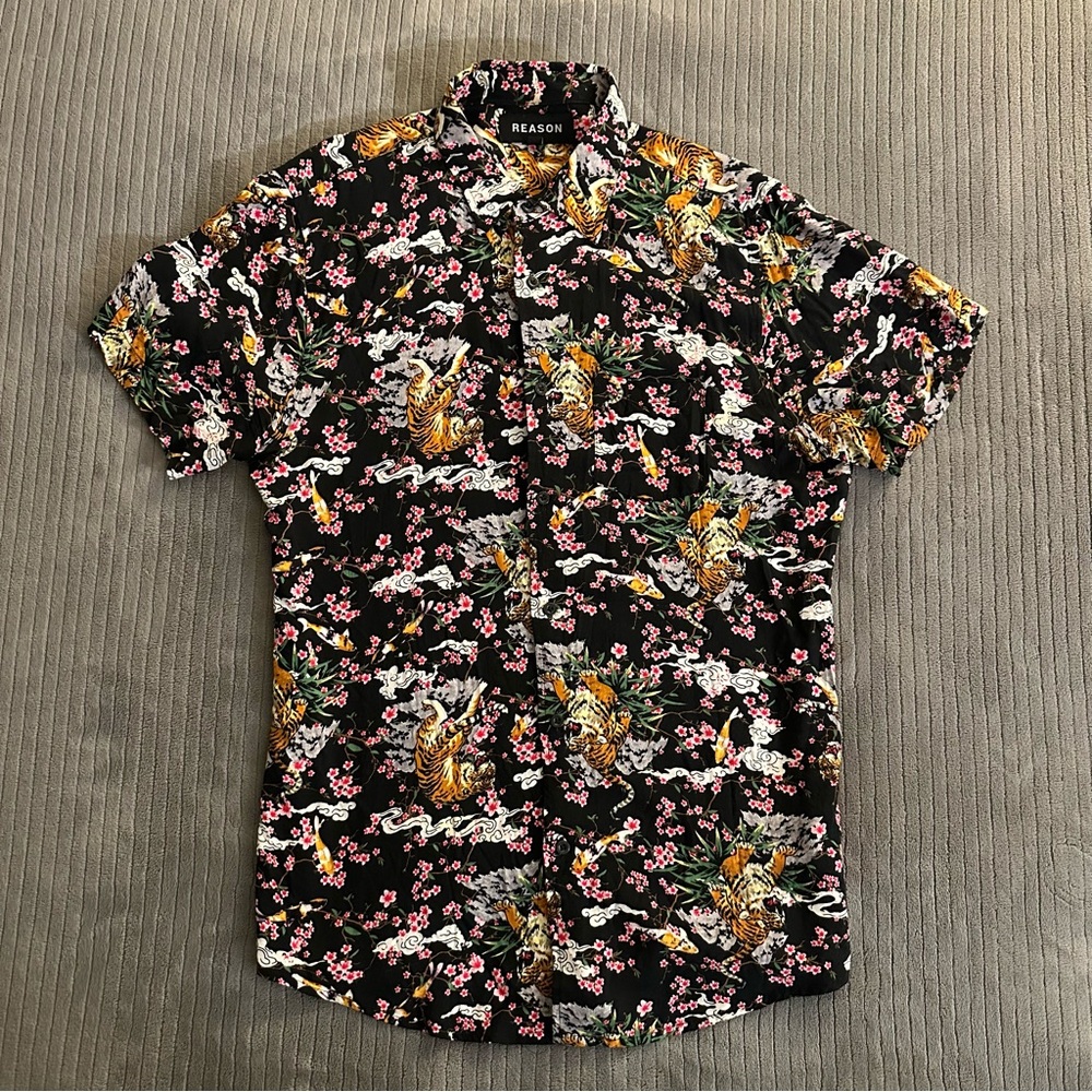 Reason Men's Black Floral Shirt